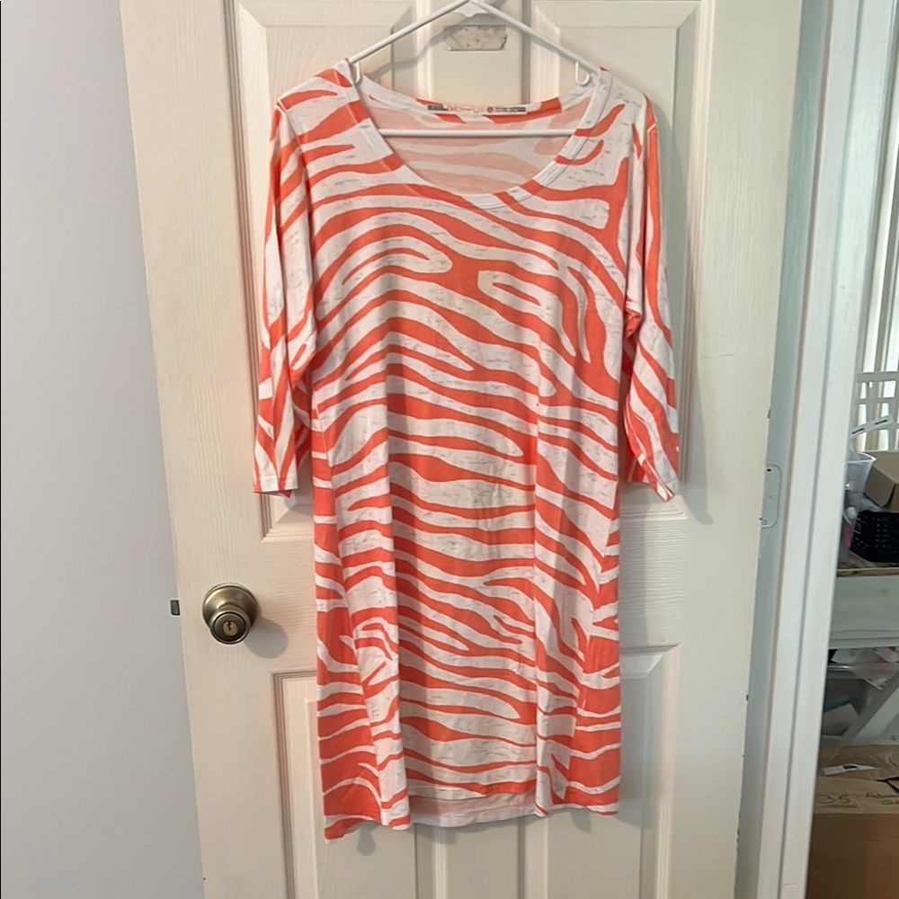 Orange and White Zebra Print Dress